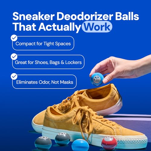 Fresh Kicks Foul Ballz Shoe Deodorizer Balls – 6 Pack – Eliminate Smelly Shoes Fast – Strong Sneaker Odor Fighter – Long-Lasting Shoe Freshener Inserts for Gym Bags, Lockers, Closets & Sports Gear