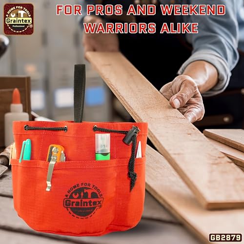 Graintex 18 Pockets Grab Bag Rip-stop Canvas Drawstring Closure, Small Part Organizer Pouch, Small Tools, Screws, Parts, Parachute Tool Bag for Efficient Storage - Red - color: Red