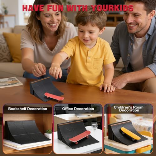 UPKOCH Finger Board Ramp Skateboard Park Kit Mini Finger Skateboard Obstacle Set with Plastic Ramp Parts for Fingerboard Park Imaginative Play Coordination Practice Family Fun