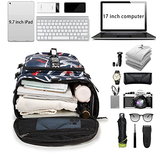Gym Duffle Bag Waterproof black Laptop Backpack Suitable for Hiking, Fishing, Travel 40L Large Capacity Trendy Cool Lightweight Backpack for Men and Women - color: Motion Geometry Blue