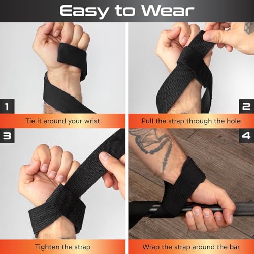 Grip Lifting Straps for Weightlifting and Strength Training, Premium Cotton and Padded Wrist Wraps, Gym Deadlift for Men & Women - color: Pink
