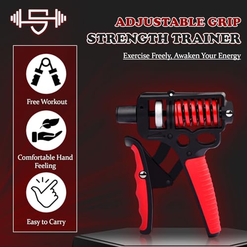 Adjustable 10–400 lb Grip Strength Trainer (Premium Adjustable Grip Strengthener for Forearm Training) Alloy Frame, Titanium-Plated Steel, TPR Non-Slip Handles | Color Red