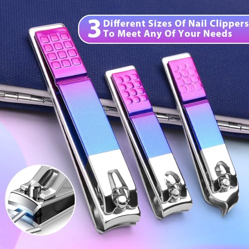 CGBE 12Pcs Manicure Set Nail Clippers Pedicure Kit Men Women Grooming kit Manicure Professional Nail Care Tools Gift with Luxurious Travel Case - color: Colorful-12pcs
