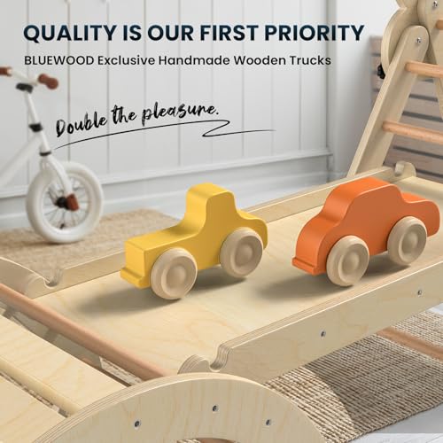 BlueWood Pikler Triangle Set with Safe Handle, Climbing Toys for 1-3 Year | Foldable 7-in-1 Montessori Toddler Climbing Toys Indoor, Wooden Pickler Climbing Set, Baby Jungle Gym & Playground, Natural - color: Natural Wood