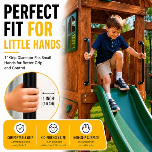 17 Inch Black Metal Playground Handles Set of 6, Heavy-Duty Climbing Wall Grab Bars, Indoor/Outdoor Monkey Bars for Playground, Backyard, Climbing Frames - color: Black
