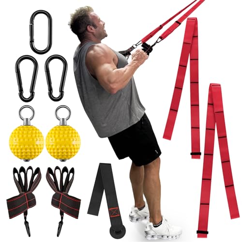 FitBeast Pull Up Ball Grips & Finger Straps Set – Grip Balls for Dead Hangs, Pull Ups, Climbing & Home Gym Training - color: Red