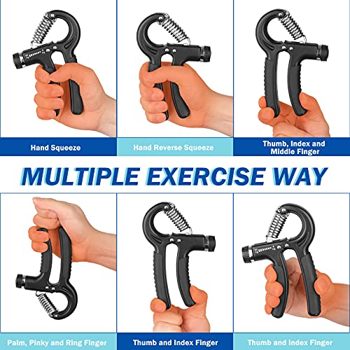 AIXPI Grip Strength Trainer, Hand Grip Exerciser Strengthener with Adjustable Resistance 11-132 Lbs (5-60kg), Forearm Strengthener, Hand Exerciser for Muscle Building and Injury Recover 1 PACK - color: Black