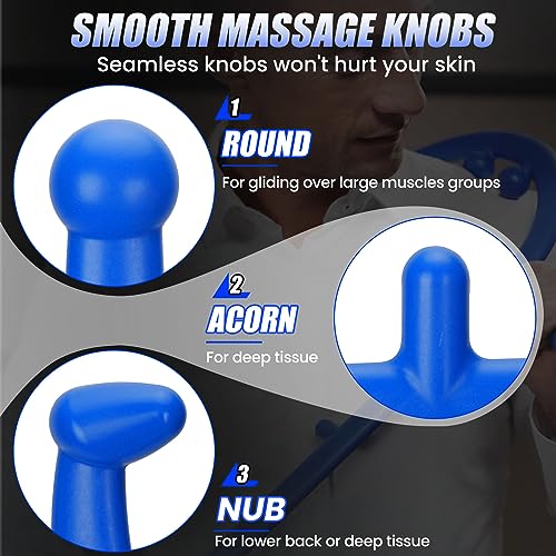 Trigger Point Massage Cane, Deep Tissue Full Body Back Neck Shoulder Self Massage Tool for Muscle Knots, Ergonomic Therapy Cane for Hard-to-Reach Areas, Lightweight Portable, FSA-HSA-Eligible, Blue - color: Blue