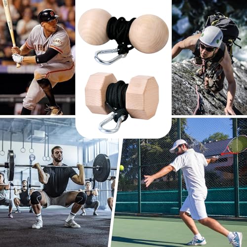 Wooden Wrist Roller and Forearm Strengthener,Grip Strength Trainer,Arm Blaster Exerciser,Strength Trainer For Fingers and Wrist. - color: Ball