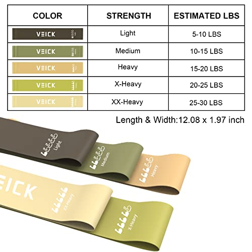 VEICK Pull Up Assist Resistance Bands for Home Gym | 100% Natural Latex, Non Slip Leather Texture, Space Saving, Versatile for Full Body Training, Home Gym - color: Green Set + 5 Loop Bands