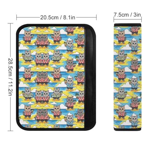 Universal Soft and Comfortable Beach Funny Cat Seat Belt Shoulder Pad for Girls and Boys, Most Cars, 2 Pack Seat Belt Covers Cushion Shock Absorption - color: Pattern 216