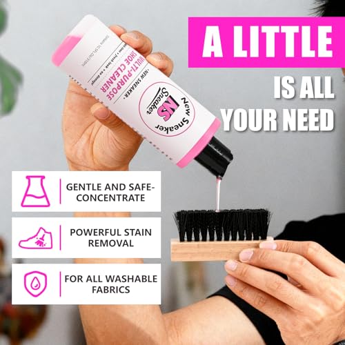Shoe Cleaning Kit - 10.5 Oz Large Capacity White Shoe Cleaner with 3 Brushes & a Towel, Safe for Sneakers, Suede, Leather, Tennis Shoes & Mesh