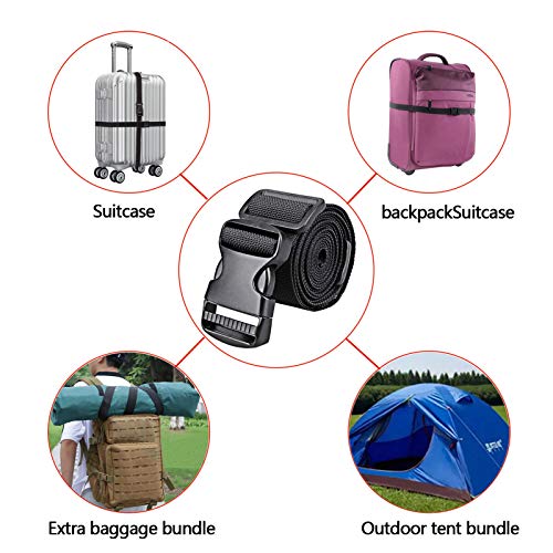 Premium Utility Straps with Quick Release Buckle Adjustable Heavy Duty Long Nylon Tie Down Straps Lashing Straps for Backpack Tactical Camping Gear Sleeping Bag Mattress(Black 2Pcs/13ft)