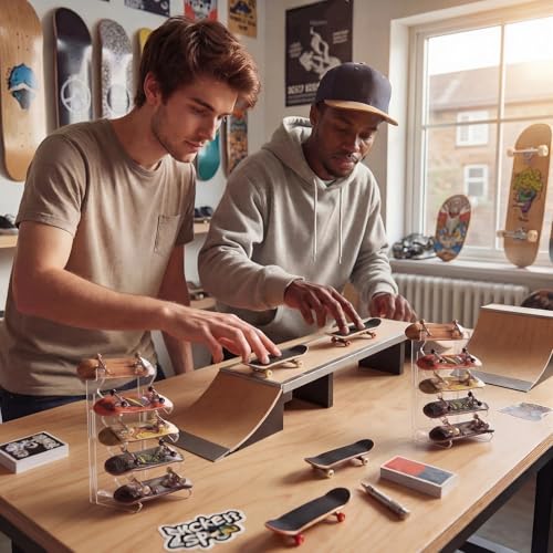 Sliner 2Pcs Fingerboard Display Rack Acrylic Skateboard Storage Stand Decorative Finger Skate Holder Five-Layer Angle Mini Skate Storage Racks for Home Office