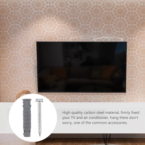 Hemobllo 6pcs Plastic Expansion Anchors and Carbon Steel Screws Set for Air Conditioner and Tv Wall Mount Installation, Self-Drilling Hollow-wall Anchors with Flat Screws for Drywall