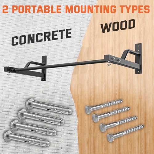 2026 Upgrade Pull Up Bar Wall Mounted - 600 lbs Heavy Duty Strength Training Pull-Up Bars, Ideal Rogue Pull Up Bar for Home and Commercial Gym, Easy Installation Chin Up Bar, Versatile Garage Pullup Bar - color: Black