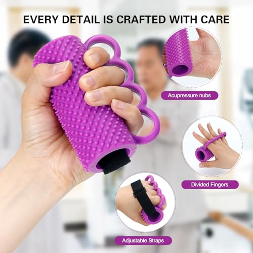 2 PACK Hand Therapy Grip Ball for Hand Contracture & Stroke Arthritis Recovery - Exercise Strengthener for Weak Hands, Carpal Tunnel, Rehabilitation, Post-Surgery, Soft Squeeze Stress Relief Ball for Seniors - size: 2PC