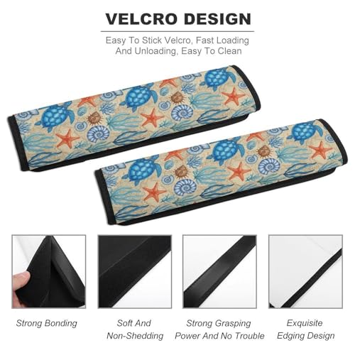 1 Pair Universal Soft and Comfortable Seat Belt Shoulder Pad for Kids, Stroller Pushchair High Chair, Blue Sea Turtle Tropical Turtles Shoulder Protector, Anti-Slip Pad - color: Pattern 81