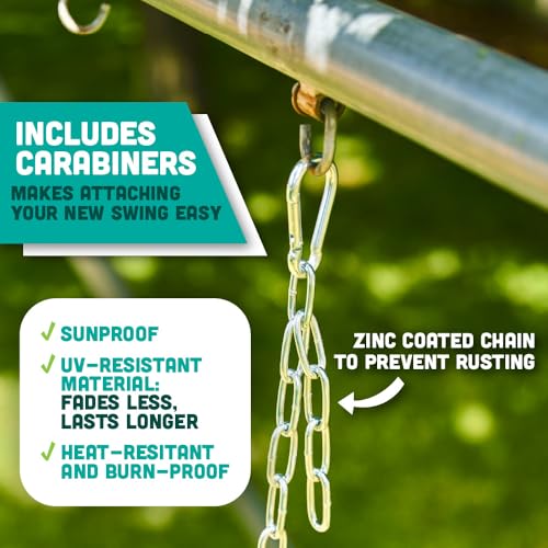 Premium High Back Full Bucket Toddler Swing Seat with Finger Grip, Plastic Coated Chains and Carabiners for Easy Install - Red - Squirrel Products - color: Red