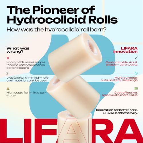 LIFARA Hydrocolloid Roll for Wound Care - Cut-to-Size, Extra Large Hydrocolloid Patch Bandages with Self-Adhesive, Waterproof, First Aid Kit Essential (3in*16ft, 11.8mils/ 0.3mm Thickness) - size: 3in*16ft, 11.8mil/ 0.3mm Thickness