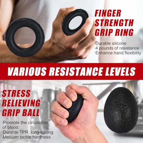 Hand Grip Strengthener,Grip Strength Trainer,22-132 Lbs Adjustable Resistance Forearm Exerciser Workout for Rehabilitation Athletes Climbers Musicians - color: black 5 pack