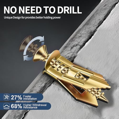 200PCS Drywall Anchors and Screws Kit, 100 Self Drilling Sheetrock Anchors and 100 Heavy Duty Wall Fasteners, Hollow Wall Anchors for Hanging Shelves, Picture Frames, Cabinets and Home Décor
