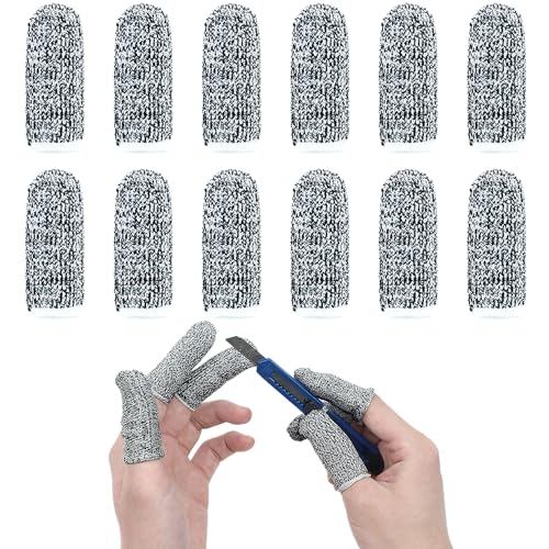 New Reusable Finger Sleeve Protectors Anti-Slip Cut Resistant Finger Cots, 12 Pack 5 Level Thumb Fingertips Protection Cots Protectors Guards Glove Life Extender Finger Covers for Kitchen Work Cuts - size: New 12 Pack