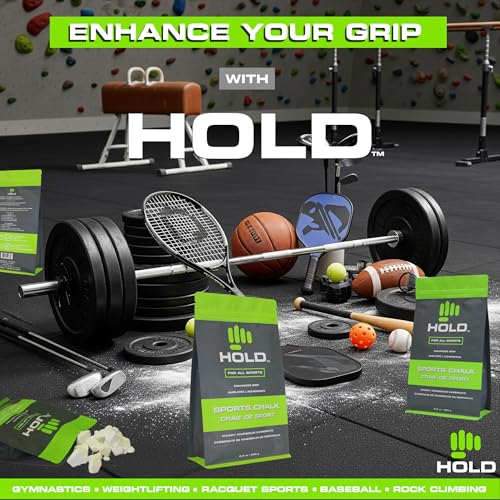 HOLD Sports Chalk – Pure Magnesium Carbonate for Climbing, Weightlifting, Gymnastics & Powerlifting – No Additives, Non-Toxic, Sweat-Resistant, Strong Grip Performance - style: Chunky