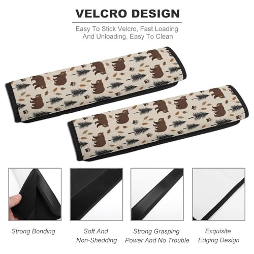 2 Pack Bear Cabin Wild Animal Car Seat Straps Shoulder Pads Breathable Shoulder Protector for Elderly Support, Most Cars, Pressure Relief - color: Pattern 982