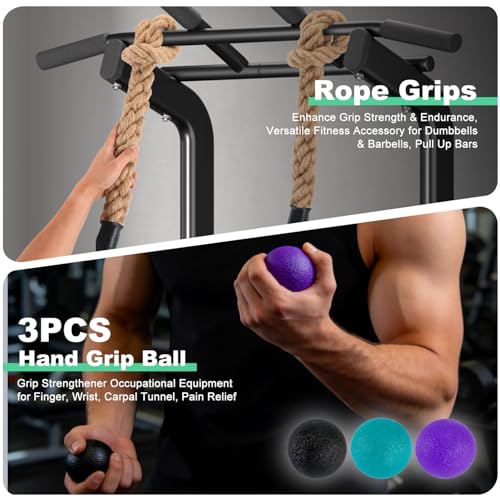 Rope Grips for Pull Ups | Handmade Heavy Duty Jute Rope, 2 Inch Thick, Durable Grip Strength Training for Gym and Home Workout