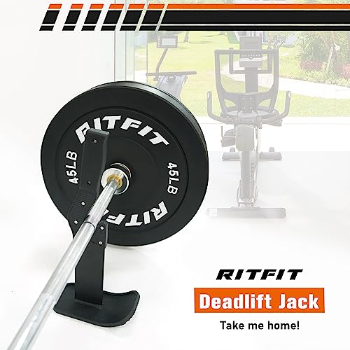 RitFit Deadlift Jack, 660LB Capacity, Non-Slip Handle Portable Barbell Jack | Heavy-Gauge Metal, PVC-Protected Base,No Assembly, Fits Standard Barbells, Ideal for Deadlift & Powerlifting