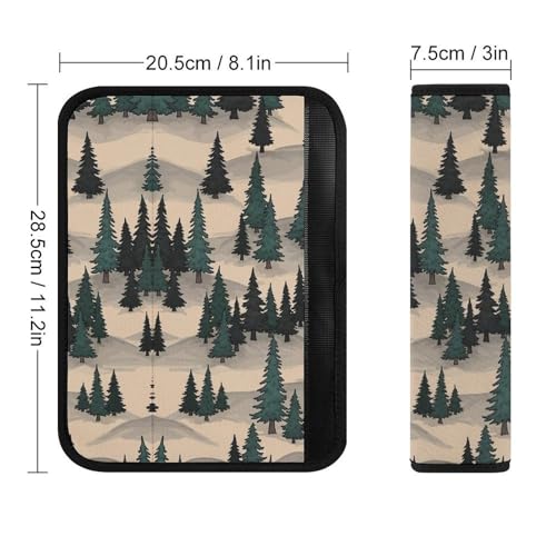 2PCS Nature Woodland Mountain Print Western Pine Trees Car Seat Straps Shoulder Pads Universal Soft and Comfortable Seat Belt Covers Cushion for Child, All Vehicles, Shock Absorption - color: Pattern 88
