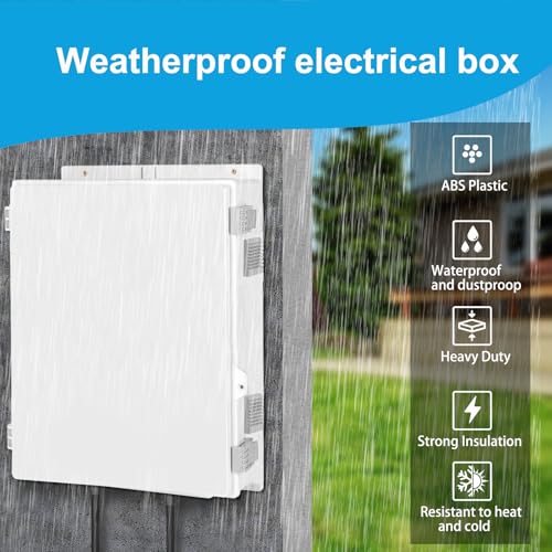 Electrical Junction Box, Outdoor Water Resistant Nema Enclosure, Ventilated ABS Plastic WiFi Project Box with Internal Mounting Panel & Hinged Cover 18.1" Lx 12.6" Wx 4.3" H - size: 18.1"Lx 12.6"W x 4.3"H