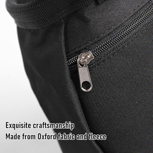 Dpofirs Adjustable Drawstring Chalk Bag for Climbing | Black Oxford Cloth Fleece Lined Pouch for Bouldering, Weightlifting, and Gym Storage