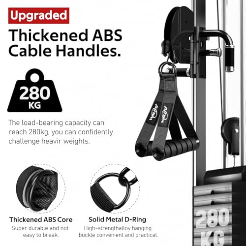 Exercise Handles, Cable Machine Handles for Gym Cable Attachments Training | 2 Pack Heavy Duty Handle with Non Slip Grip for Cable Machines, Pull Down Workouts, Resistance Bands and Home Gym Equipment - color: Black
