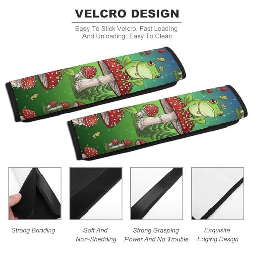2 Pack Soft Padded Seat Belt Cover for Girls and Boys, All Vehicles, Mushroom Frog Harness Pads Strap, Anti-Slip Pad - color: Pattern 473