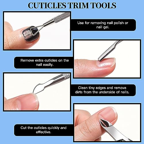 FANDAMEI Manicure Set, Nail Tools, Files 100/180, Buffer Block, Cuticle Nippers, Pusher, Peeler, Lifter for Ingrown Toenails, Toenail File, Care Kit, Blue - color: V-blue