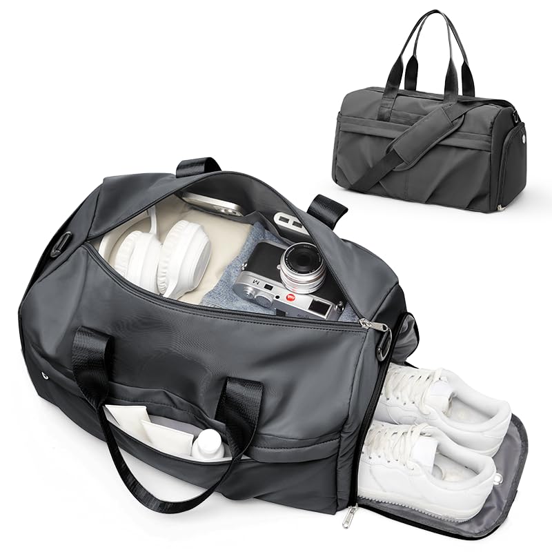 Gym Duffle Bag with Shoe Compartment for Women Men Sports Workout Carry on Weekend Overnight Bag, Grey - color: A8-grey -Large