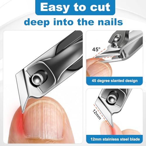 Toenail Clippers for Seniors Thick Toenails, Large Nail Clippers for Men Thick Nails with 16MM Wide Jaw Opening, Heavy Duty Sharp Slanted Fingernail Clipper Nail Cutter Gifts for Men Women Adults - style: Black Toenail Clippers Set