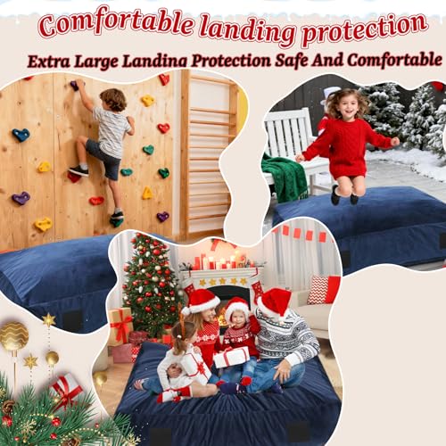 WOUDY Crash Mats for Kids Sensory, Sensory Pads for Autistic Children,Soft Foam Landing Zone, Soft, High-Density Foam Landing Zone Provides Safe Sensory, with Washable Cover - size: 34FT blue