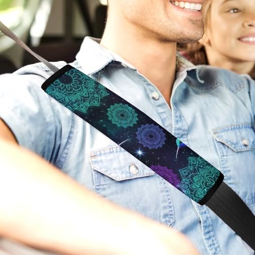 Breathable Seat Belt Shoulder Pad for Adults and Children, Stroller Pushchair High Chair, 2 Pack Hummingbird Floral Bird Mandala Flowers Neck Strap Covers Easy Install (No Tool) - color: Pattern 1012