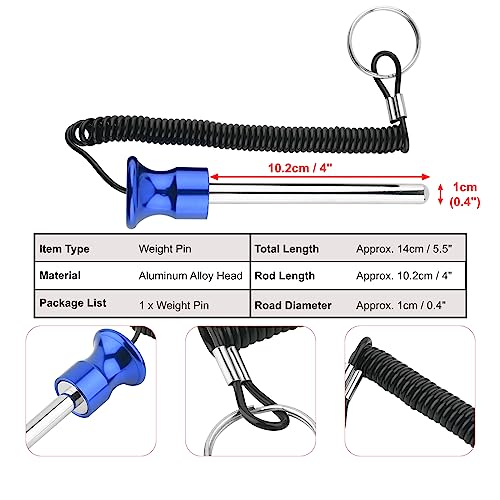 Cosmos Gym Weight Stack Pin Universal Replacement Selector Lock Pin Detent Hitch Pin, Tensile 3/8" Dia. & 4" Locking Space with Lanyard, for Gym Equipment Machine Weight Plate - color: Blue Knob