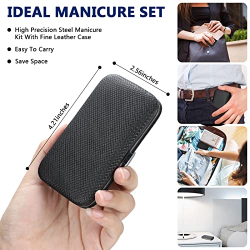 Geosar 12 Sets Manicure Set Nail Clippers Pedicure Kit 8 in 1 Grooming Stainless Steel Kits Nail Care Tools with Travel Case for Employee Coworker Teachers Nurse Gifts(Black) - color: Black