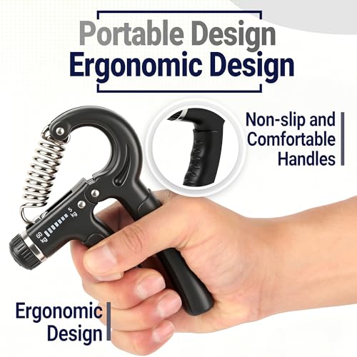 Xylsotyr Adjustable Hand Grip Strengthener 11-132 LBS (5-60KG), Portable Forearm Trainer & Finger Exerciser for Athletes, Musicians, Climbing & Injury Recovery