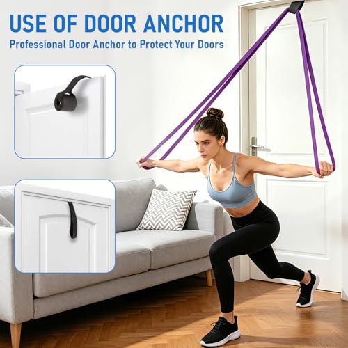 Resistance Bands, 5 Levels Pull Up Assistance Band Set with Door Anchor, Resistance Band for Working Out Fitness Training Physical Therapy, Exercise Bands for Men Women