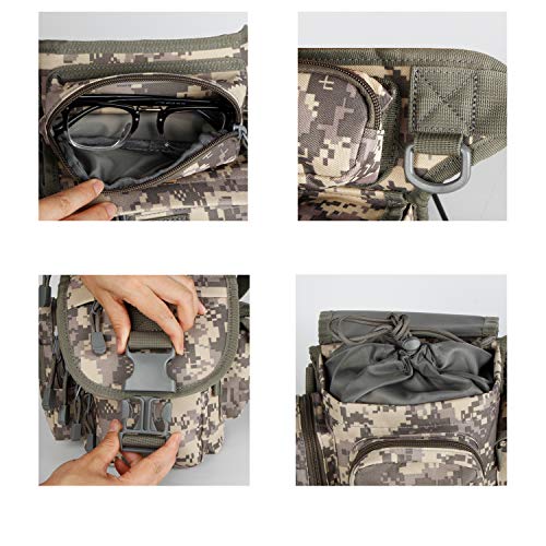Jueachy Drop Leg Bag for Men Tactical Metal Detecting Thigh Pack with Water Bottle Pouch - color: ACU