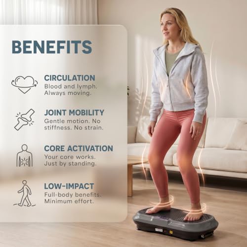 Lifepro Waver Vibration Plate Exercise Machine with 99 Speeds & 10 Presets | Resistance Bands, Non-Slip Surface, 330 lbs Capacity — Vibration Plate for Lymphatic Drainage, Body Toning, Full-Body Workout - color: Gray