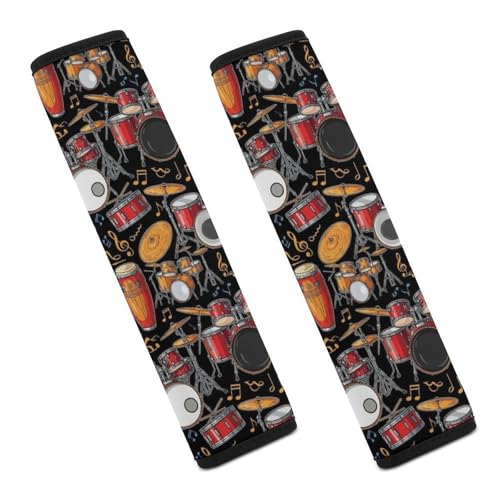 2 Pack Black Drum Kit Seat Belt Cover Universal Fit Shoulder Protector for Adults and Children, Most Cars, Comfortable Driving - color: Pattern 663