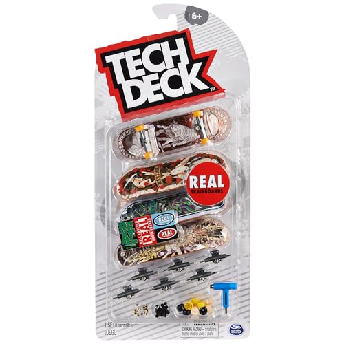 TECH DECK Real Skateboards Ultra DLX Customizable Fingerboards 4-Pack | Customize 4 Boards, Stickers & Grip Tape, Authentic Details, Fidget Skateboard Toy Gifts for Kids & Collectors Ages 6+ - style: 4-pack Boards (v2)