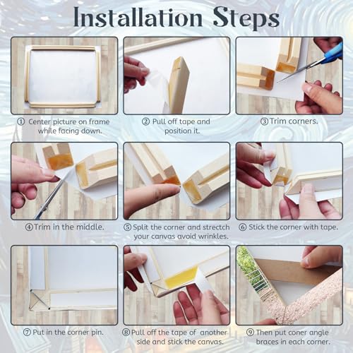 Canvas Stretcher Bars 12x20 Inch Frame Kit, Available in 25+ size Wood Stretcher Bars for Home and Office, Gallery Wrap Wall Arts Supply for Oil Painting, Poster, Picture & Paint by Numbers - size: 12" x 20"